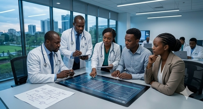 Healthcare professionals collaborating